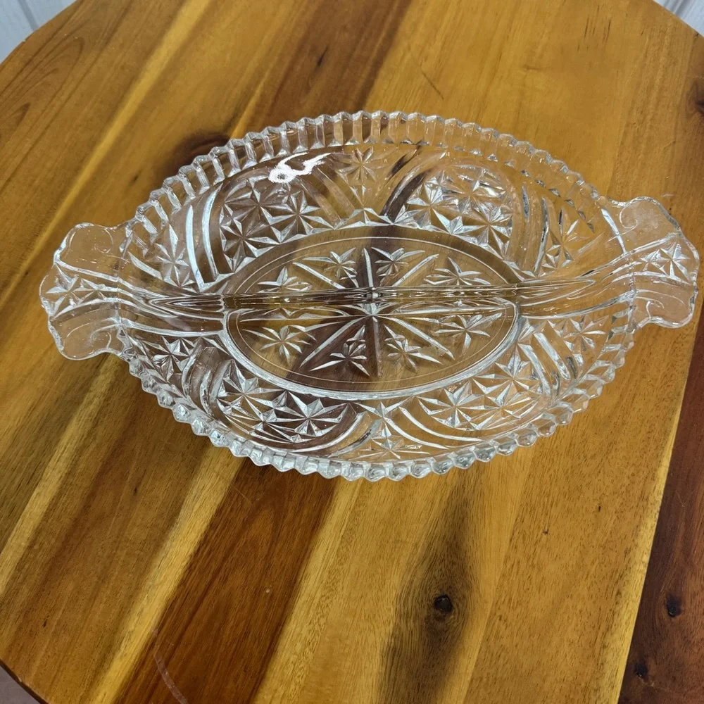Anchor Hocking stars and‎ bars divided relish dish